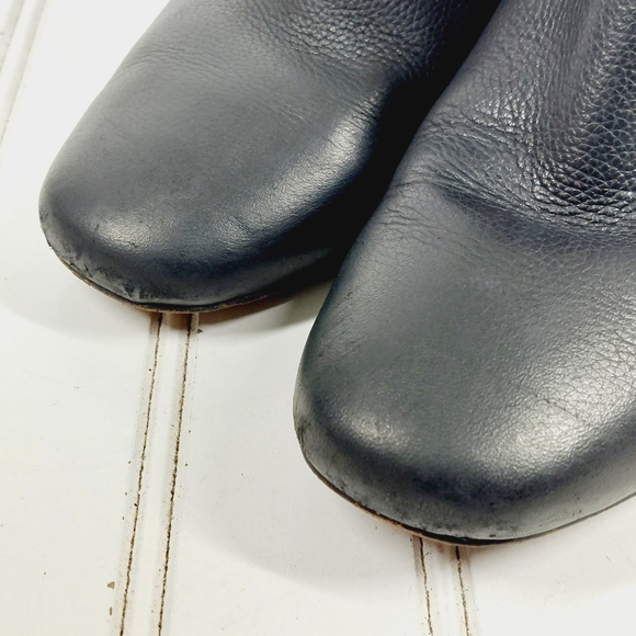 Michael Kors Black Leather Slip On Side Zip Block Heel Ankle Boots D856 - Picture 13 of 14